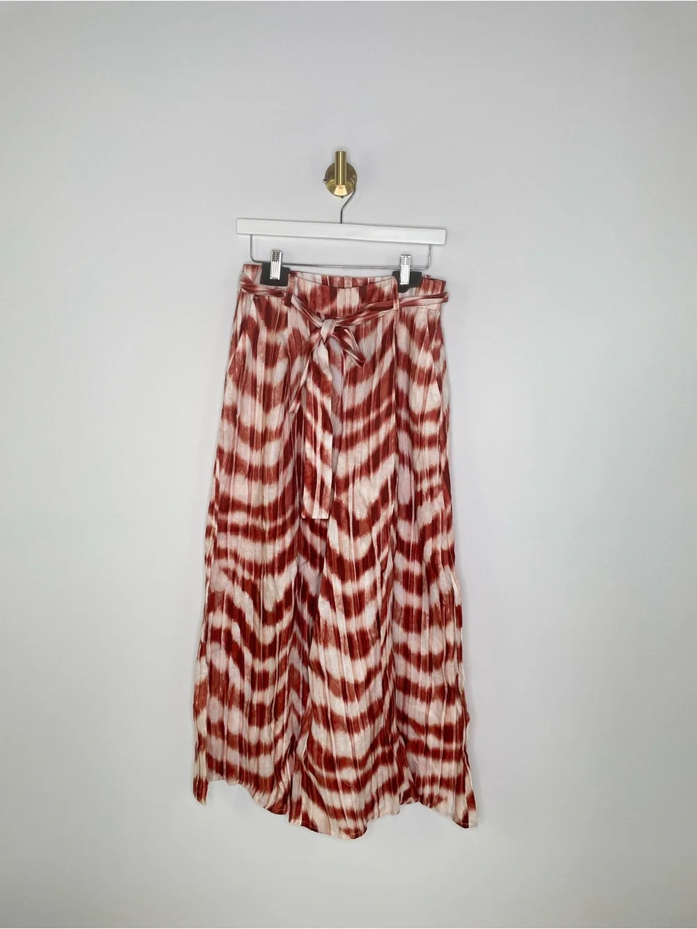 Boho Coastal | Banana Republic Linen Palazzzo Pants Meridian Rust Cream Tie Dye